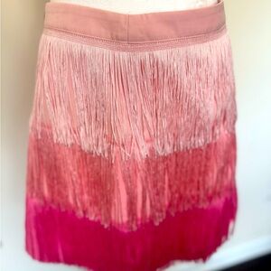 Pink Lily MainStrip Meet Me In The Afterglow Pink Fringe Tassel Skirt Size Med